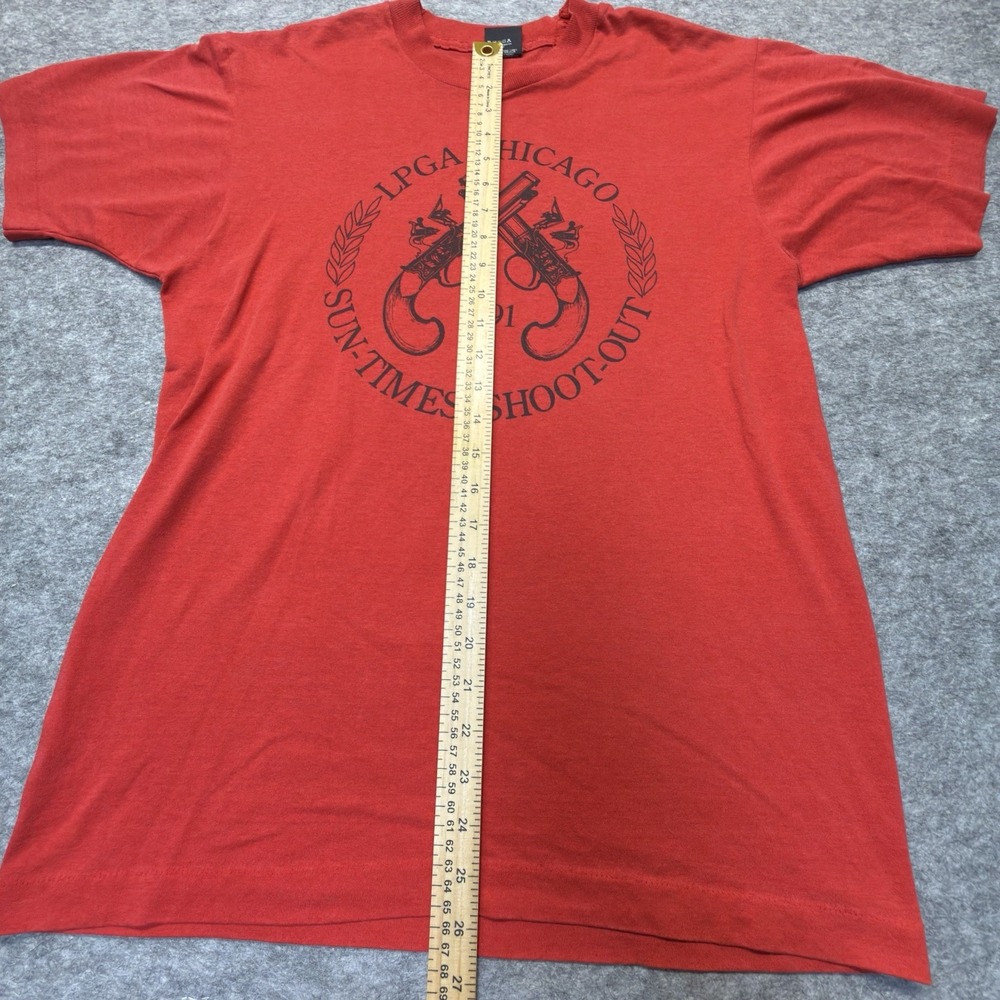 VTG 1991 LPGA Chicago Shoot-Out T-Shirt L Red Cellular One USA - Picture 9 of 10